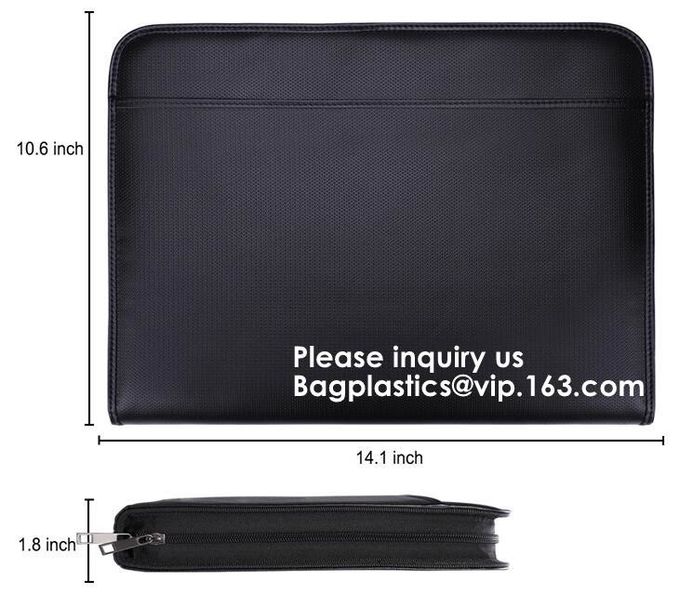 waterproof and fireproof resistant document bag,Lock Box Bag For Documents Money & Office Files Freproof Safe Bag with L