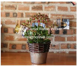 Quality China manufacturer wicker garden baskets willow plant baskets round shape steel base wholesale