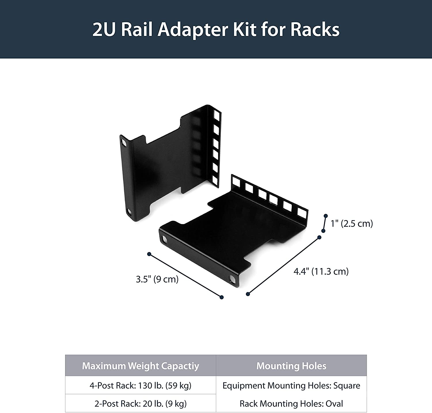 Server Rack Depth Extender-4 inches about 10.2 cm deep-Embedded Rack Mounting Adapter Kit
