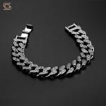 Miami Iced Out Cuban Link Chain Bracelet Diamond Zircon Hip Hop Jewelry
