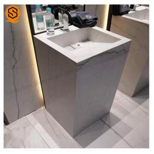 Quality White Carrara Marble Pedestal Washbasin Waterproof For Bathroom wholesale