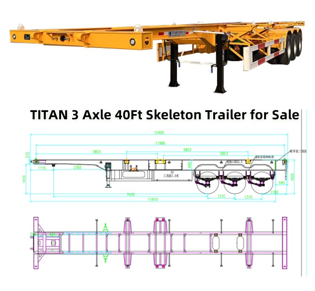 TITAN 3 Axle 40Ft Skeleton Trailer for Sale