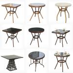 Black Tempered Glass Garden Table Outdoor Round Metal Dining Table 80cm