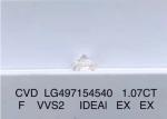 CVD IDEAL Cut Round Diamond Jewelry 1.07 Ct VVS2 F Color Diamond