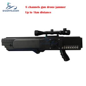 Quality 8 Channels Anti Drone Signal Jammer Gun Blocker Up To 1km Built In Battery wholesale