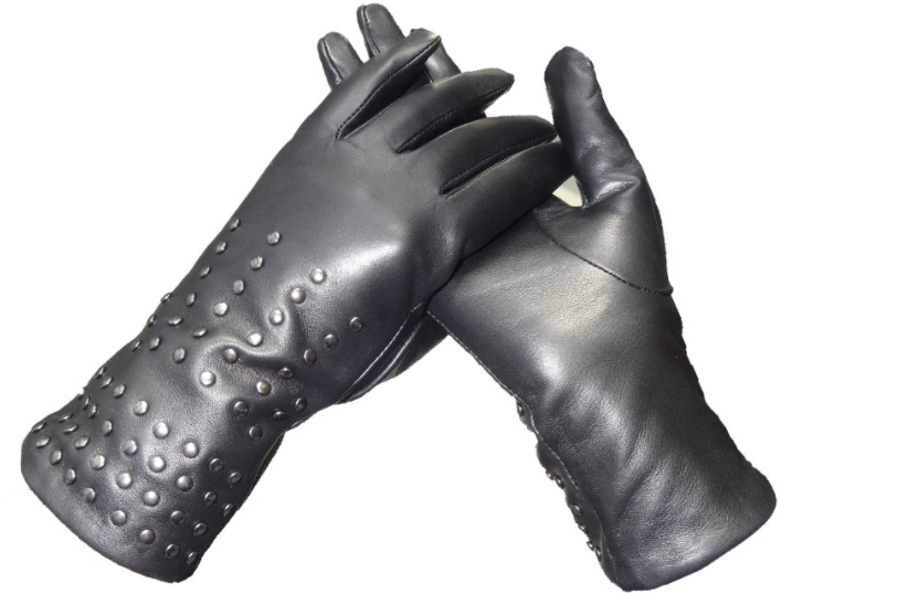 Plain Type Mens Soft Leather Gloves Machine Sewing Studded Leather Gloves