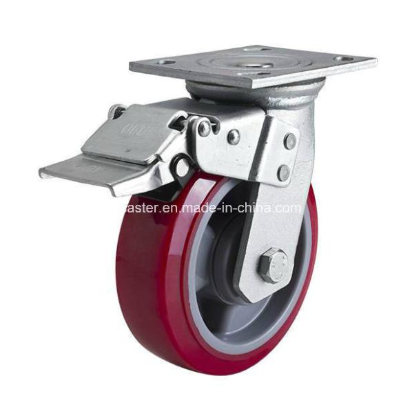 Edl 6" 420kg Plate Brake TPU Caster with High Load Capacity and Ball Bearing