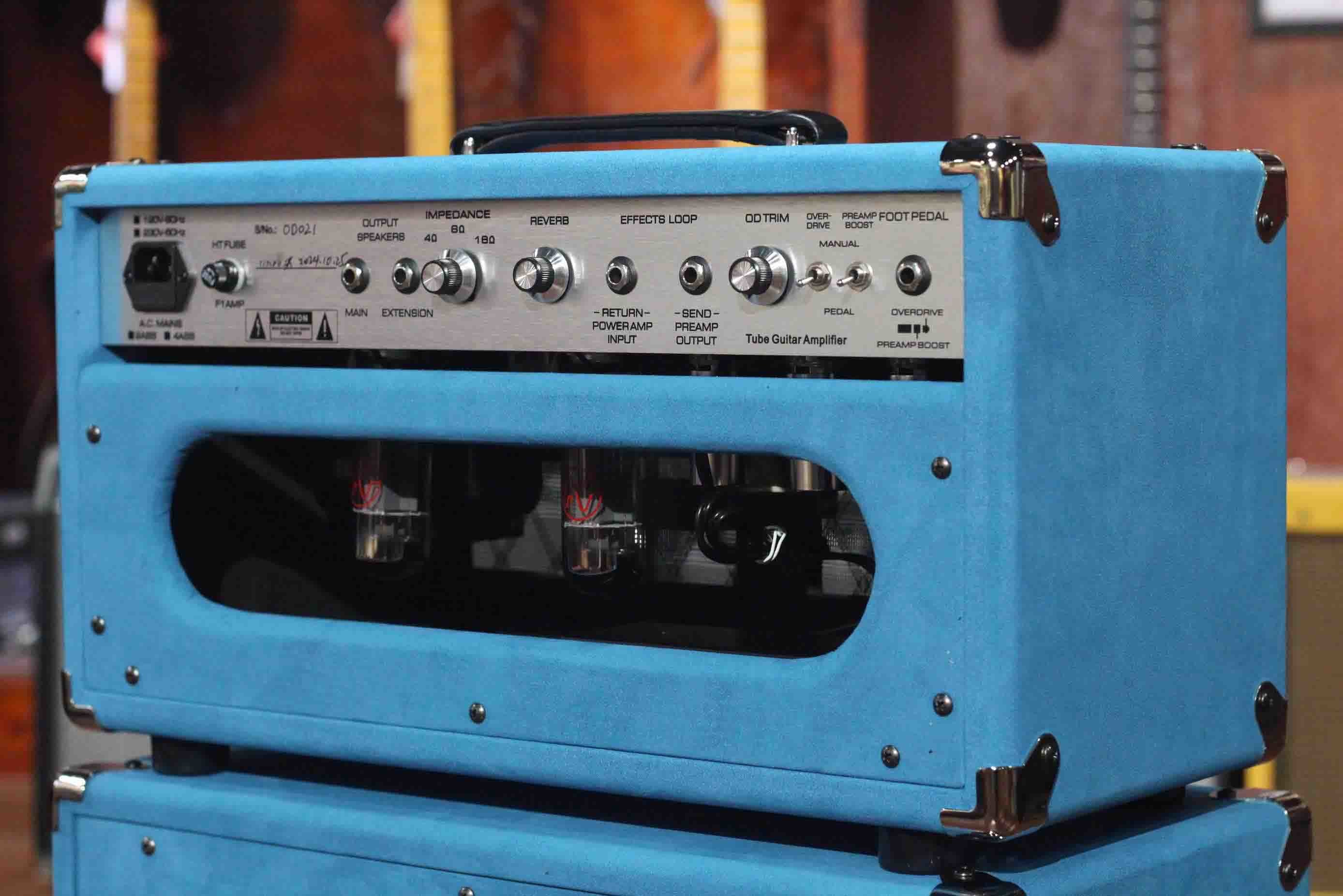 Custom Dumble Clone 2025 Overdrive Reverb 50-Watt Hand-Wired Tube Head-Suede Blue JJ Tubes 50W