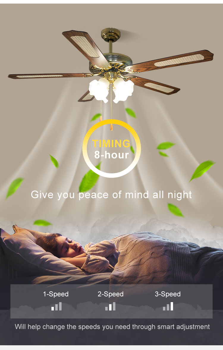 Hotel 52 Inch MDF Blade Ceiling Fan with 100% Copper Motor and Fancy Decorative Design