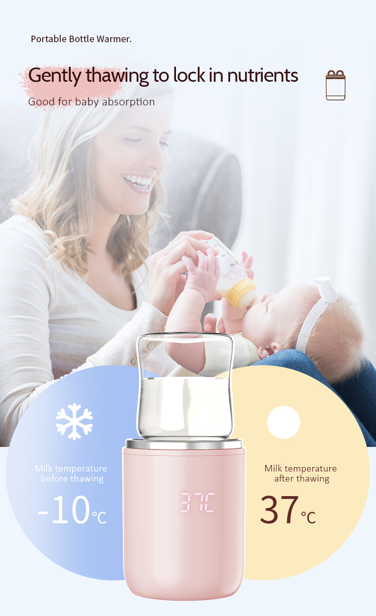 0 - 12 Months Baby Bottle Warmer Waterless Portable Rechargeable Bottle Warmer