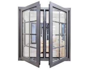 Quality Gray UPVC Double Glass Aluminium Windows Casement PVDF Coated wholesale