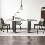 Simple Stainless Steel Marble Villa Square Dining Room Table