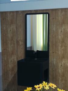 Quality High Toughness Wash Basin Cabinets Black Matted Surface With Mirror wholesale