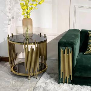 Quality Marble Tempering Glass Coffee End Tables Small Circular Shape wholesale