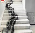 Bookmatched Panda White Marble Stair for Modern Interior Design in Professional