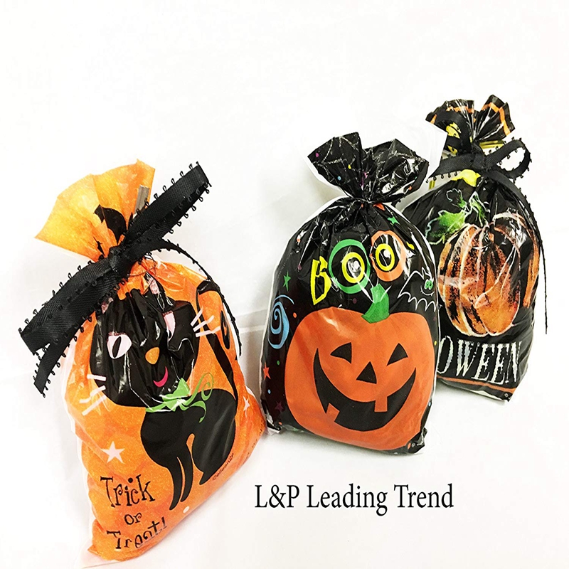 Gravure Printing PE PP Halloween Pumpkin Bags 30 Micron For Candy