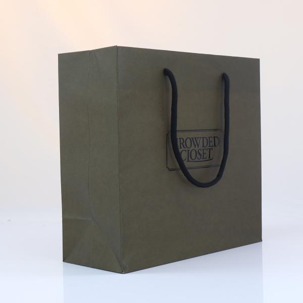 Hand Length Handle Gravure Printing Cardboard Paper Gift Bag Packaging for