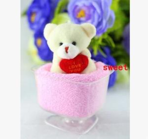Quality New creative promotion gift product wedding gift bear cup shape towel wholesale