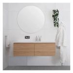 end Hotel Cherry Wood Bathroom Cabinet with Rock Slab Countertop and Double