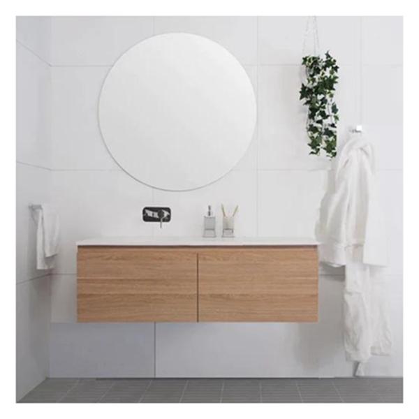 end Hotel Cherry Wood Bathroom Cabinet with Rock Slab Countertop and Double