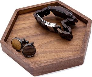 Quality Round Wooden Jewelry Display Tray 13.5x12.2x1.9cm For Ring Necklace wholesale