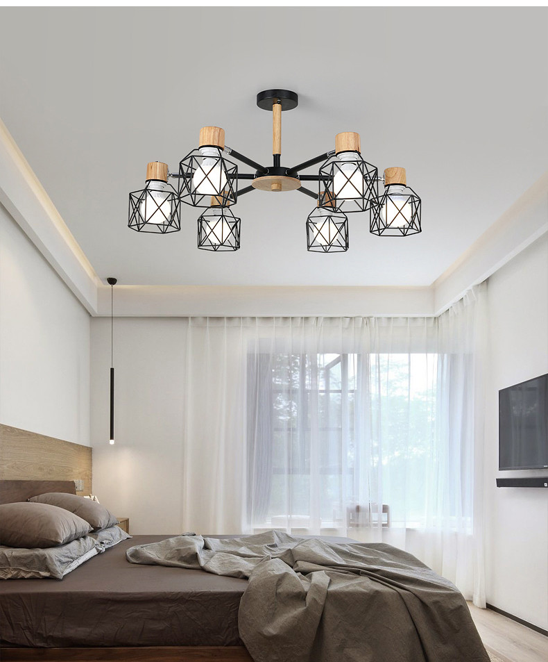 Vintage Chandelier Ceiling Chandeliers Adjustable Lustre For Living Room Bedroom Kitchen Wood Lighting(WH-WA-26）