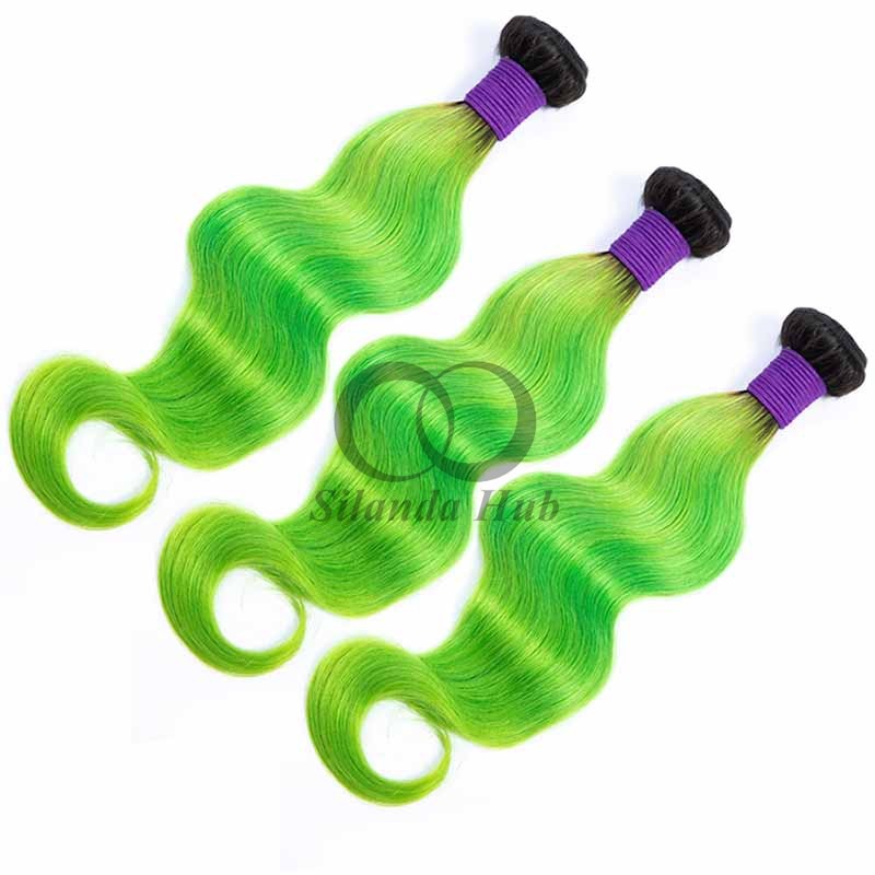 #T1B/Green Body Wave Remy Human Hair Bundles Sew In Weave Bundles Brazilian Bundle Deals