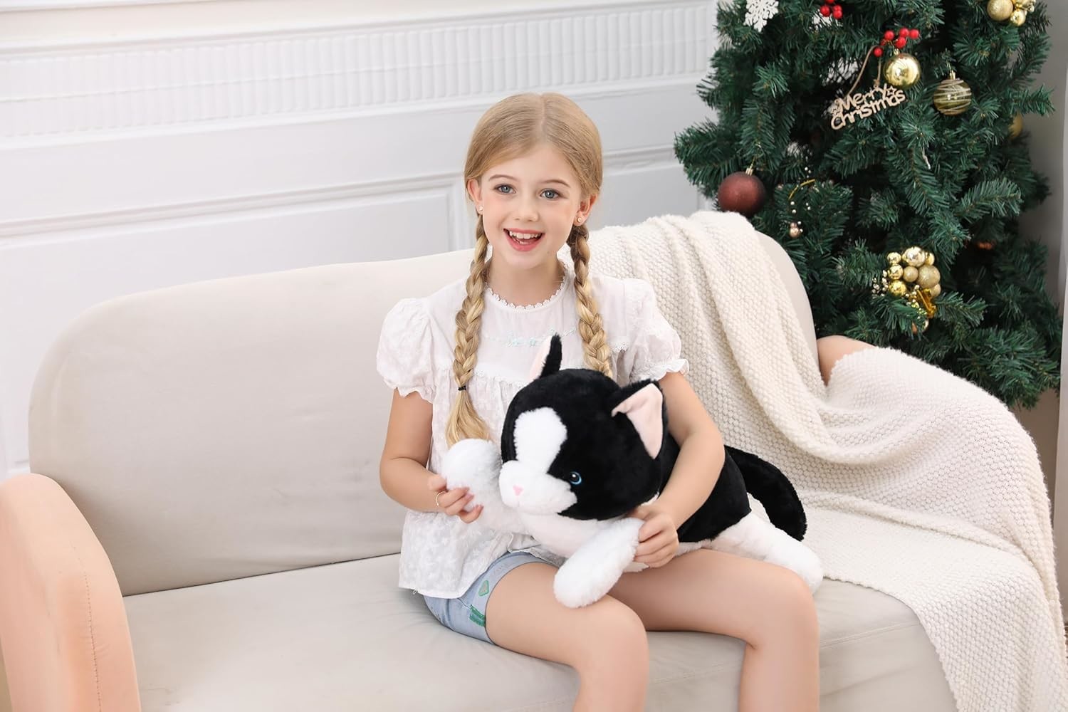 27 inches Cat Weighted stuffed animals, Cuddly Weighted Cat Plush Pillow Giant Plushie Ideal Gift for Adults & Kids