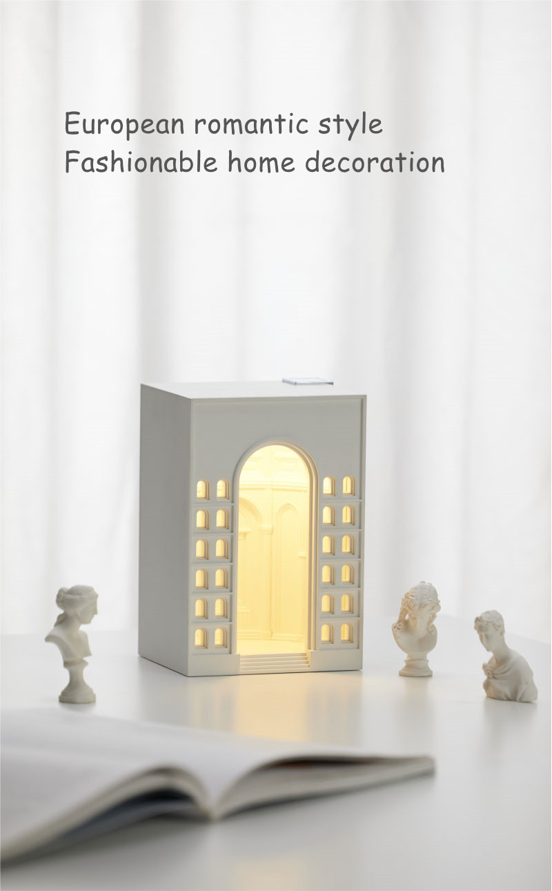 Building Shape Home Decoration Rechargeable Sleeping Night Lamp With 3 Level Brightness