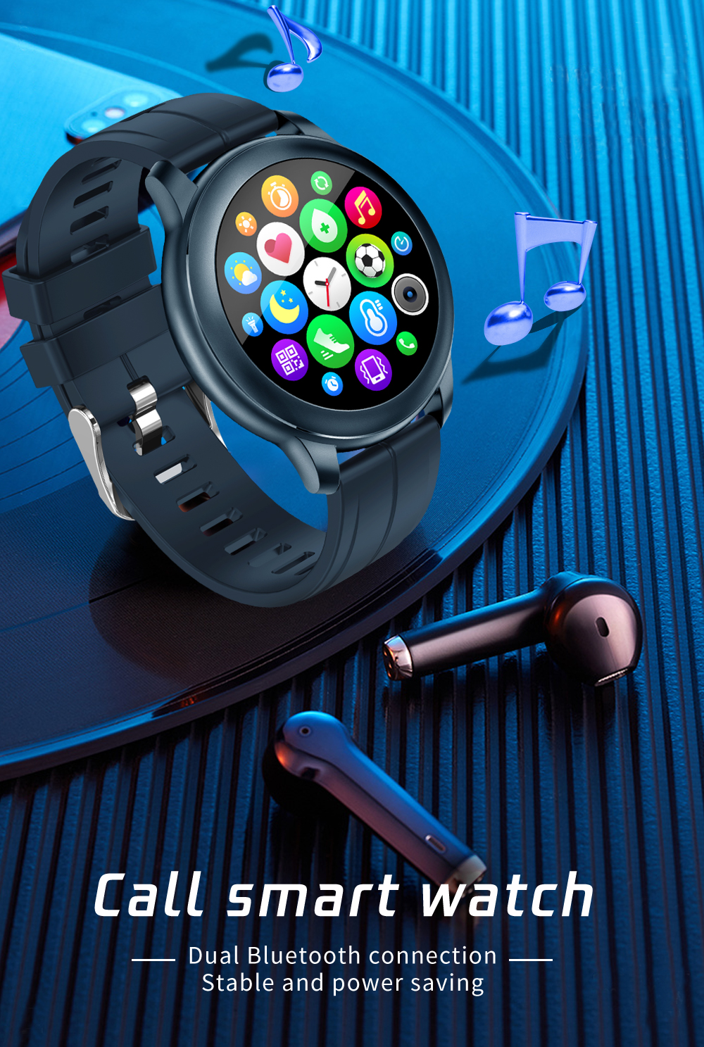 CF22 Blood Pressure Smartwatch 1.28 Inch Fitness Tracker Android Battery Replacement