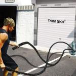 Black Yellow Polyester Exercise Fitness Training Battle Ropes 9 12 15 Meter