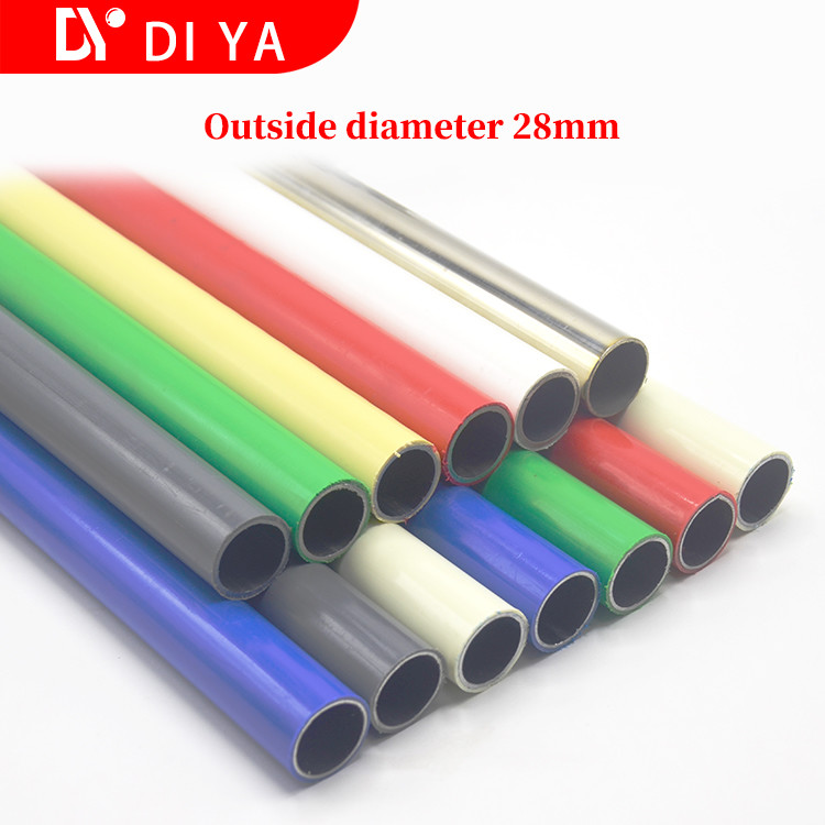 OD 28mm Plastic Coated Lean Pipe Round Shape For Pipe Rack Beige Color