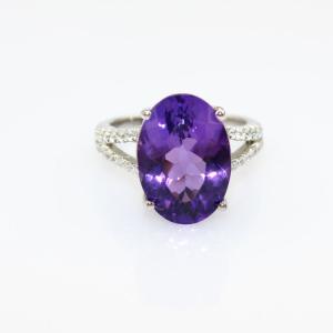 Quality Women Jewelry 10mmx14mm Oval Purple Cubic Zircon Silver Ring(R224) wholesale