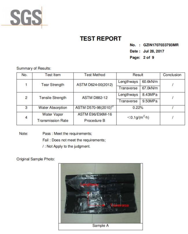 Bondsure® S-CLF Self Adhesive Bituminous Waterproofing Membrane Super Tensile Strength NS ND Type