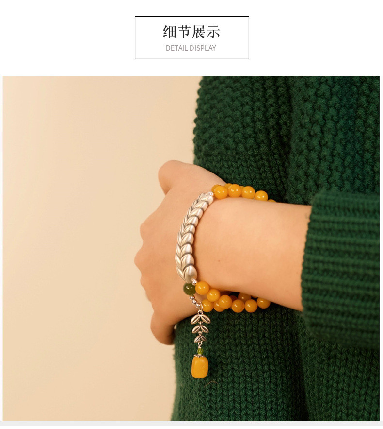 Natural Beeswax Amber Stone Bracelet for Men and Women Wholesale Natural Healing Green Dendritic Opal Bracelets Beads Loose Beads Jewelry Fengshui