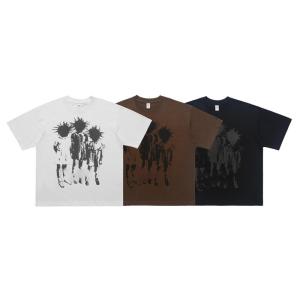 Quality 285g Heavy Cotton Short Sleeve Men's T-Shirt with American Streetwear Portrait Print wholesale