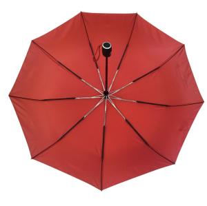 Quality 9 Fiberglass Ribs Three Folding Pongee Fabric Compact Rain Umbrella wholesale