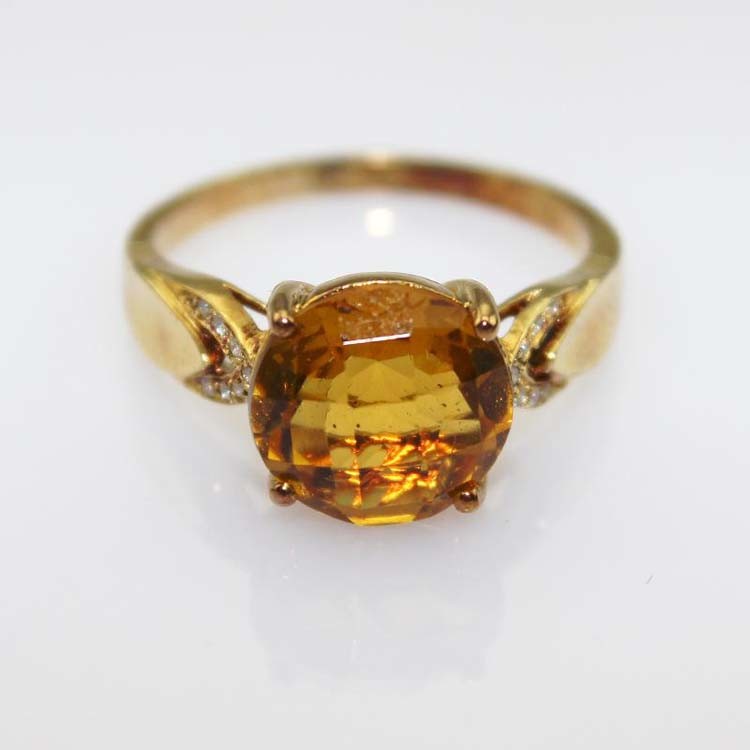 Round Garnet Cubic Zircon 925 Silver Ring with Whtie Gold Plated (R233)