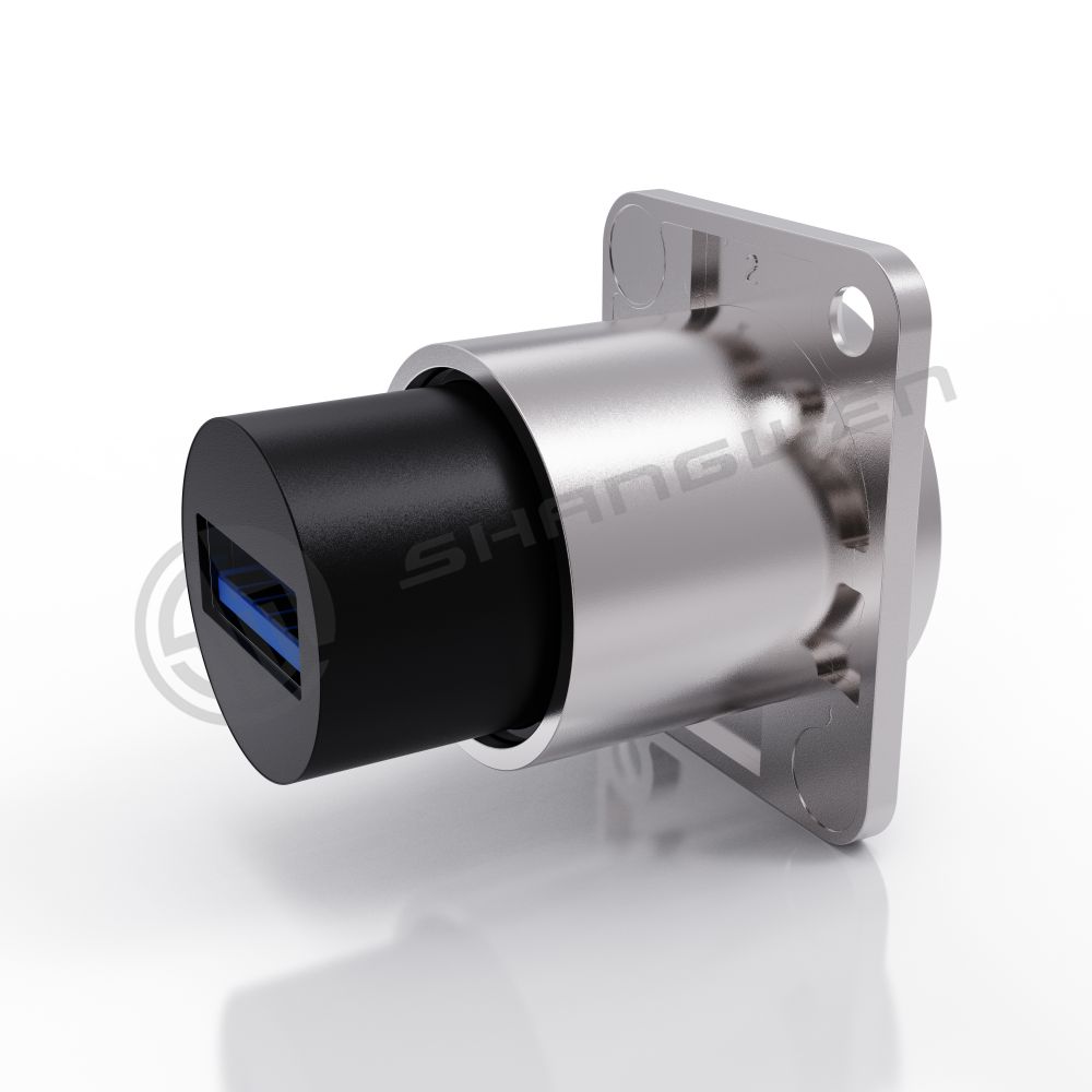 USB 3.0 Black Dustproof 9-Pin Audio Video Connection Male Female Connector Panel Mounting D-Type Metal Female Socket