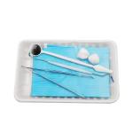 Disposable dental instrument kit with mirror/tweezer/probe/bib//tray good price