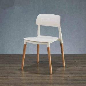 Quality Minimalism White Plastic Dining Chairs With Wooden Legs 71*48*48.5cm wholesale