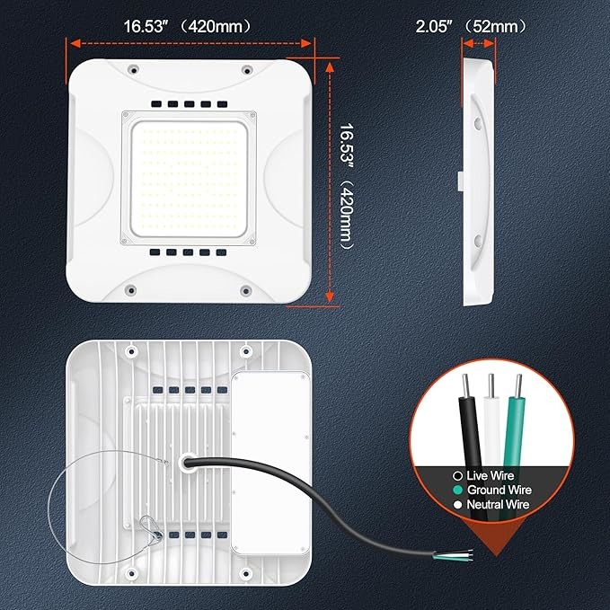 100W Square Gas Station Light IP65 With Adjustable Power / Color Temperature