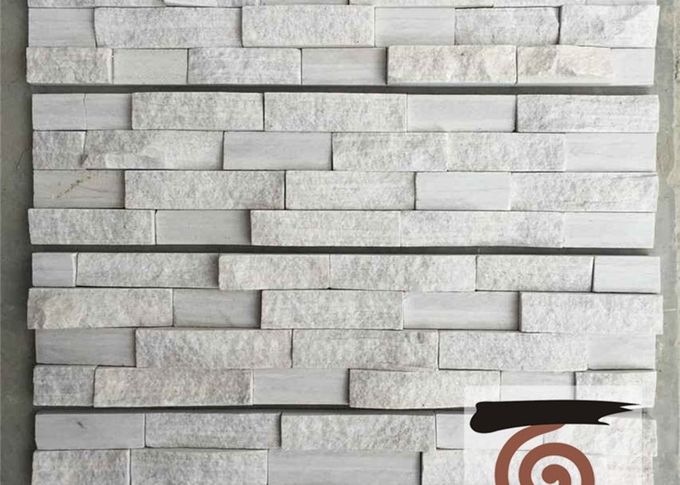 Natural Snow White Marble Stone Veneer Ledge Stone 60x15 40x15 Z Shape