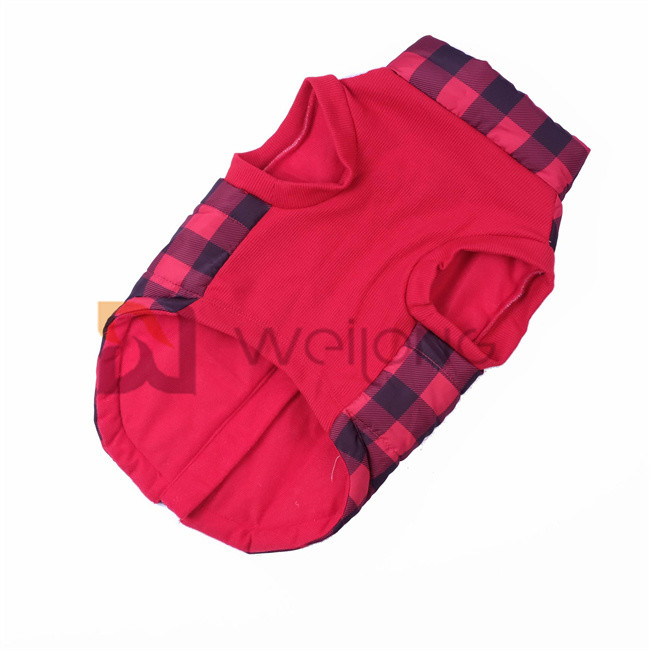 Christmas Plaid Dog Jacket 2*2 RIB Good Elasticity Opening zippered dog coats