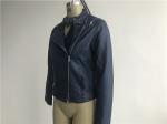 High Fashion Navy Ladies PU Jacket , Womens Leather Coats LEDO1721