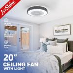ETL Dimmable 3 Color Bedroom Ceiling Fan Light 20inch