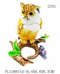 Owl enamel bird jeweled trinket box Metal Owl Bird Trinket Box for gift