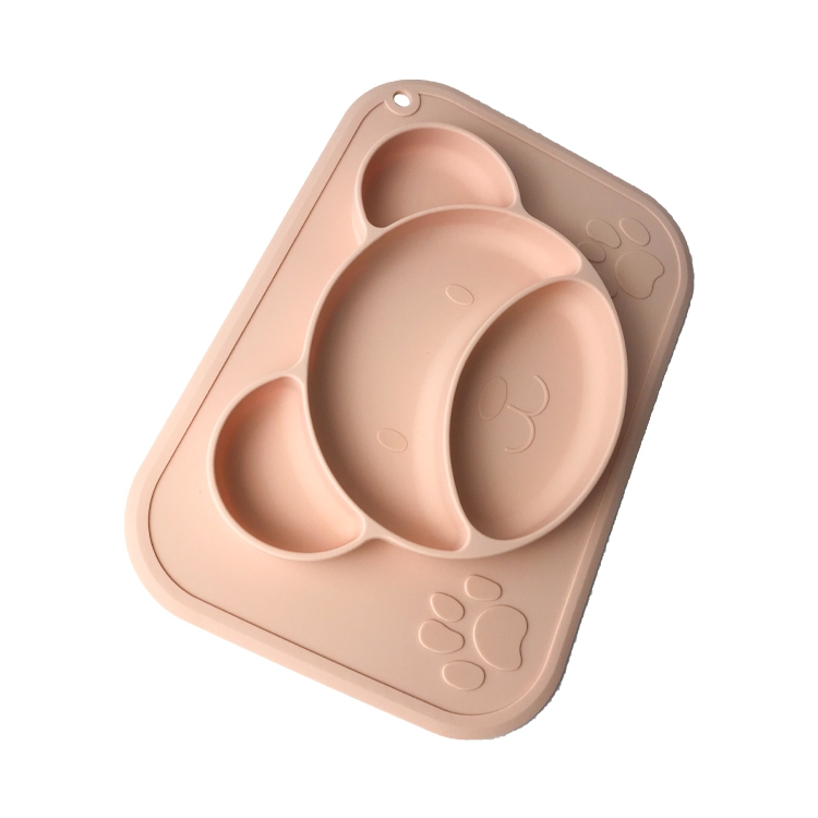 Customized Bear Shape Silicone Feeding Set Baby Plates Bpa Free