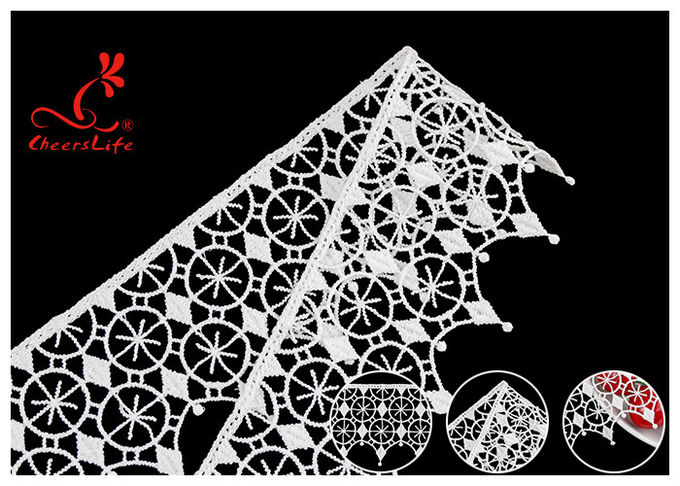 French Venice Guipure Polyester Lace Trims With Schiffli Water Soluble Via SGS