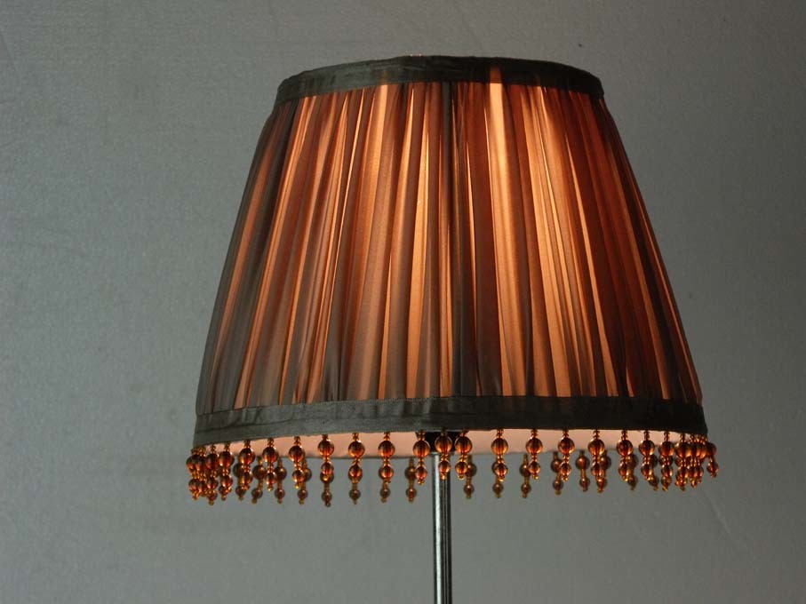 Hand gather mushroom pleated lamp shade with beads